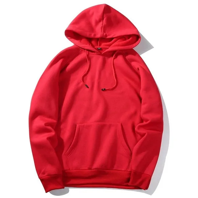 Men Warm Fleece Hoodies Sweatshirts Streetwear